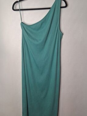 Gap Rib One-Shoulder Midi Dress Blue Lagoon Large